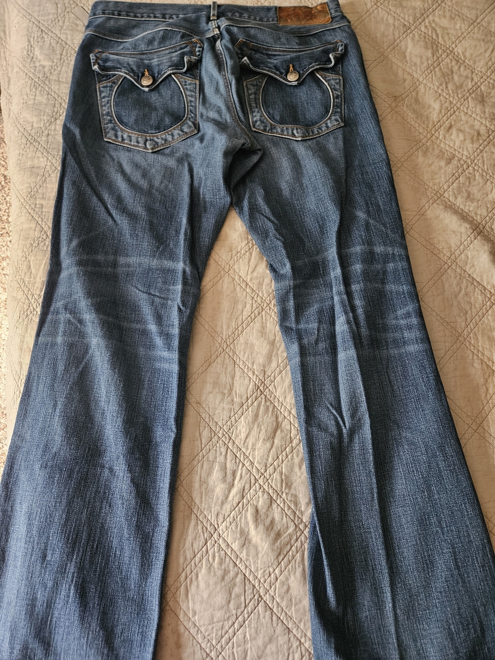 True Religion Men's Bootcut Jeans in Dark Blue Denim